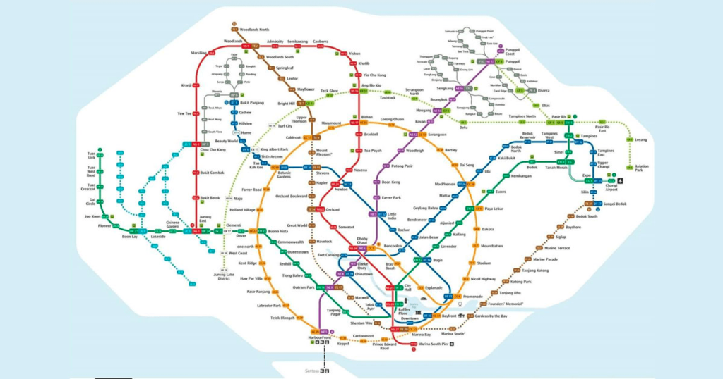 シンガポール国内の車線・シンガポール島内が移動できる