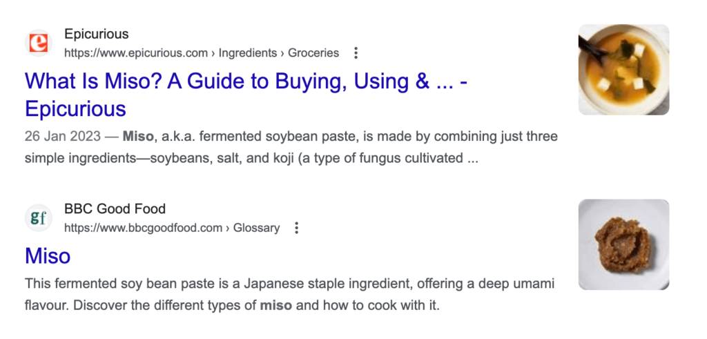 misoで検索した際に上位表記される記事