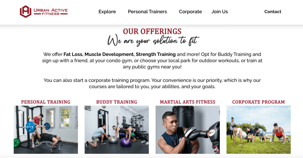 Urban Active Fitness WEBサイト