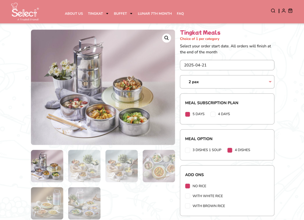 Select Catering Tingkatのメニュー