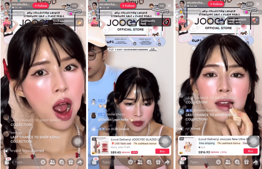TikTokライブ中の様子
